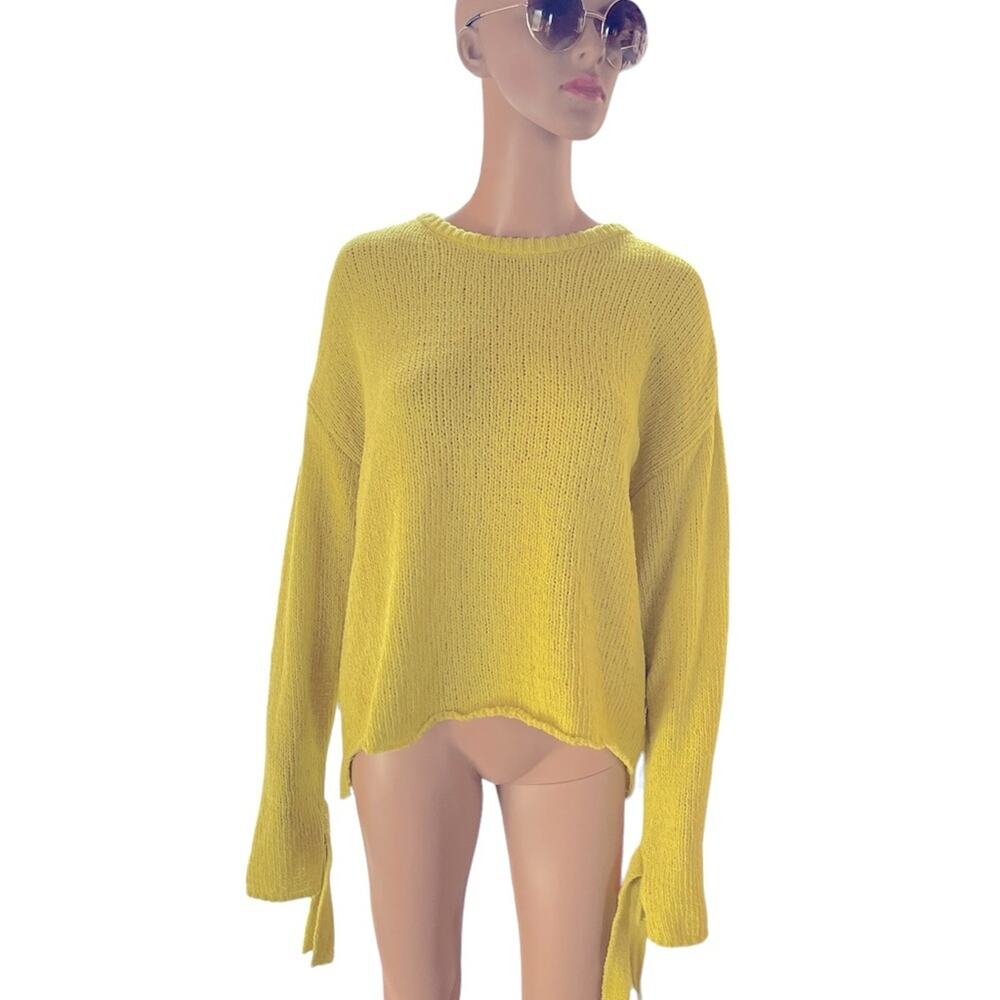 NWT Coco + Jaimeson Sweater Womens S Green Long Sleeve Bow Cuffs Knit Pullover